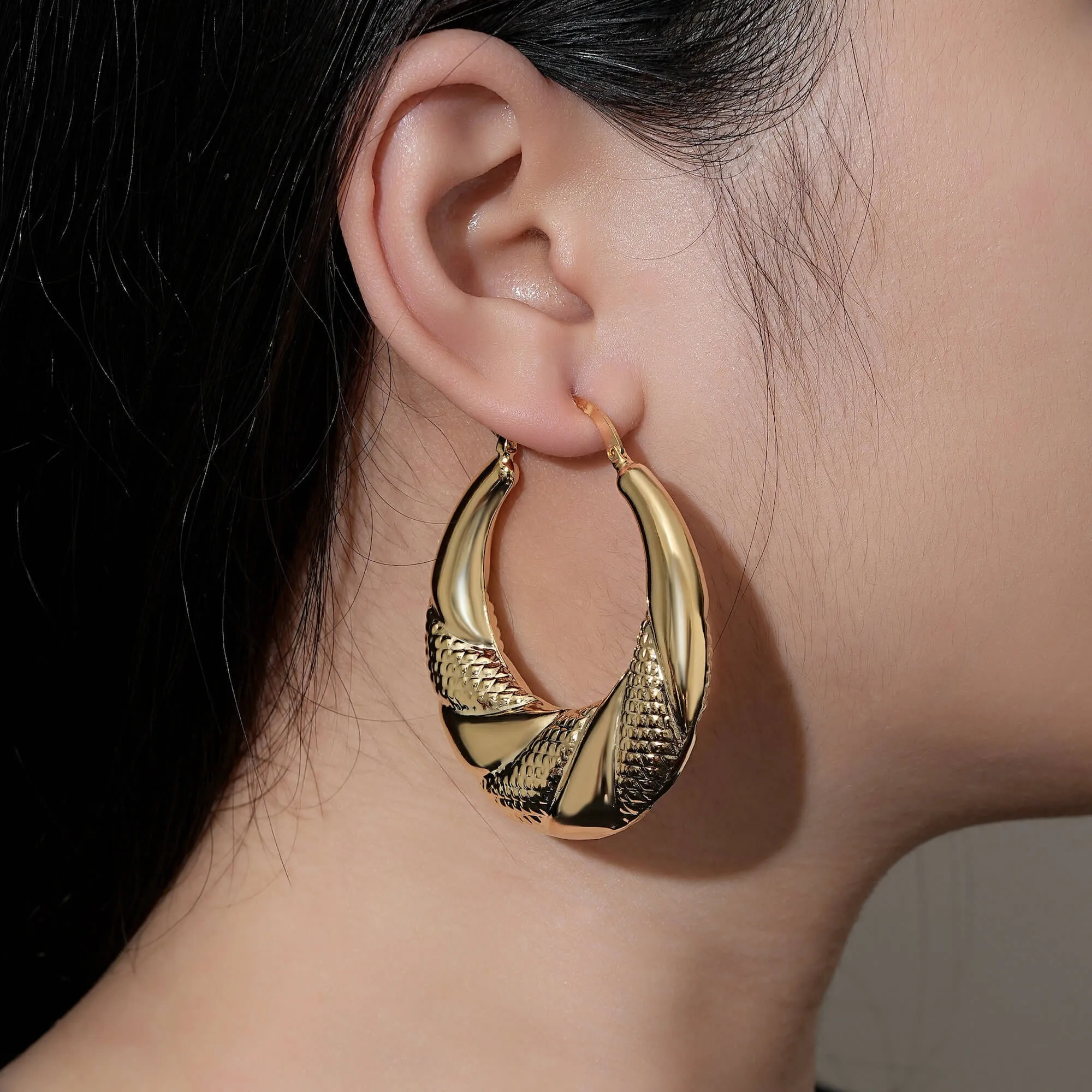 50mm Gold Filled Round Gypsy Hoop Lightweight Earrings