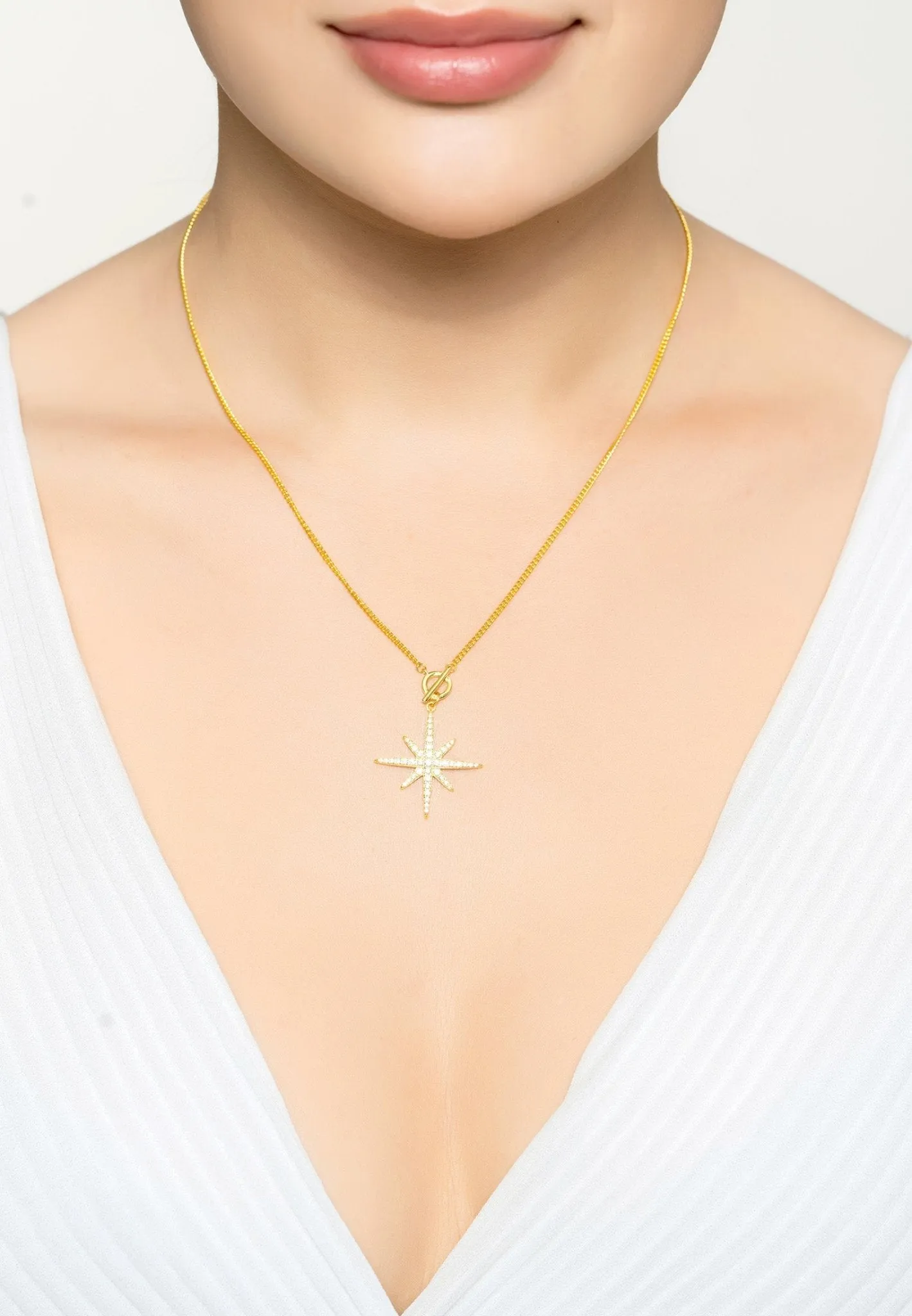 Altair Star Burst Lariat Necklace Gold
