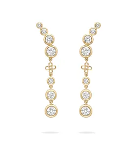 Beach Detachable Long Yellow Gold Drop Earrings